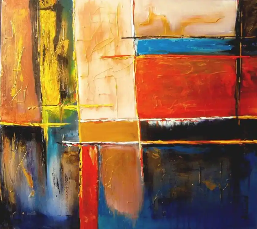 Walter Antueno con su obra Abstracto #280, en expo internacional