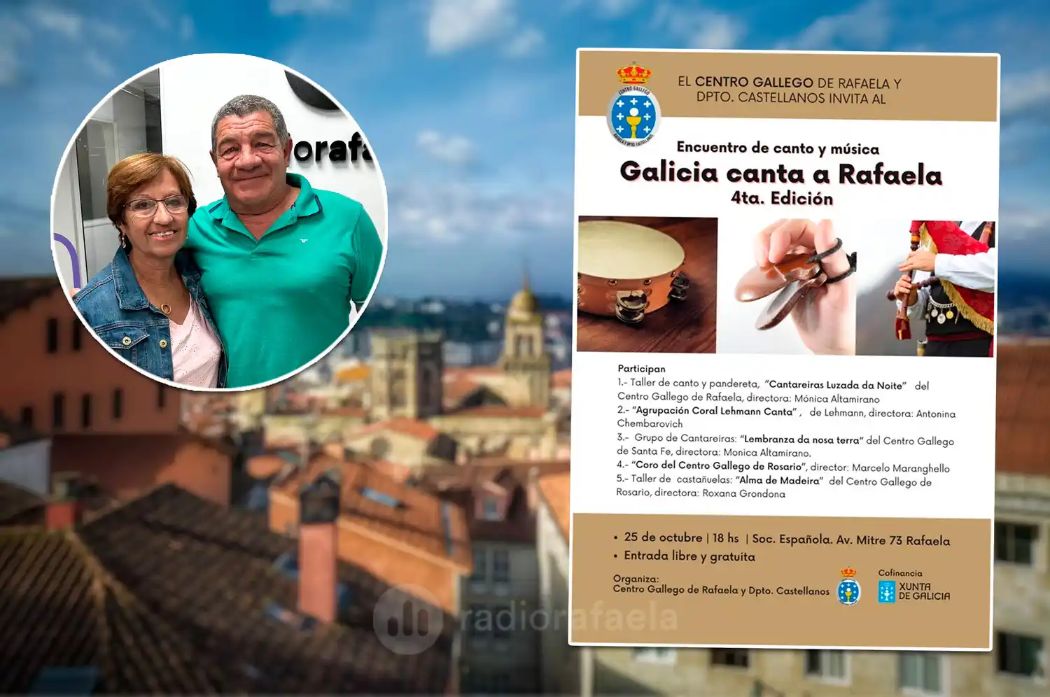 “Galicia canta a Rafaela”: la ciudad se prepara para un encuentro musical lleno de música, tradición y raíces gallegas