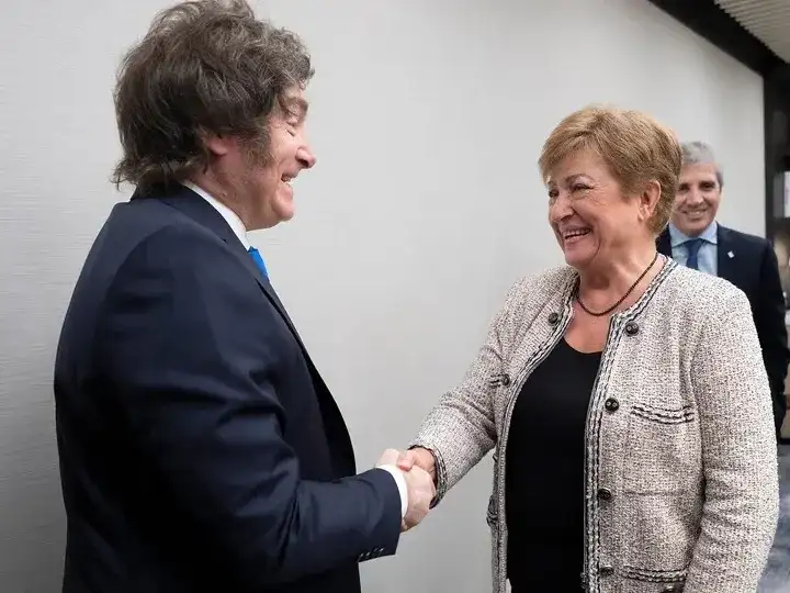 Javier Milei y Kristalina Georgieva.