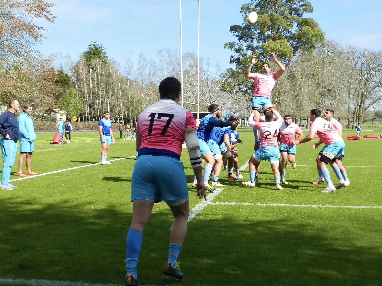 Una imagen de la práctica de ayer en Hamilton.