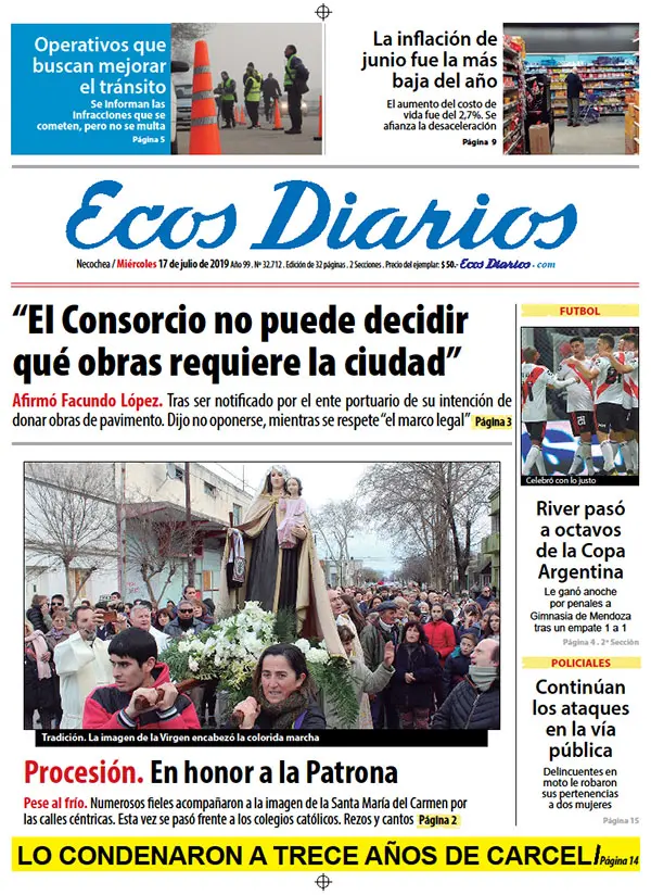 Tapa del 17 de julio de 2019