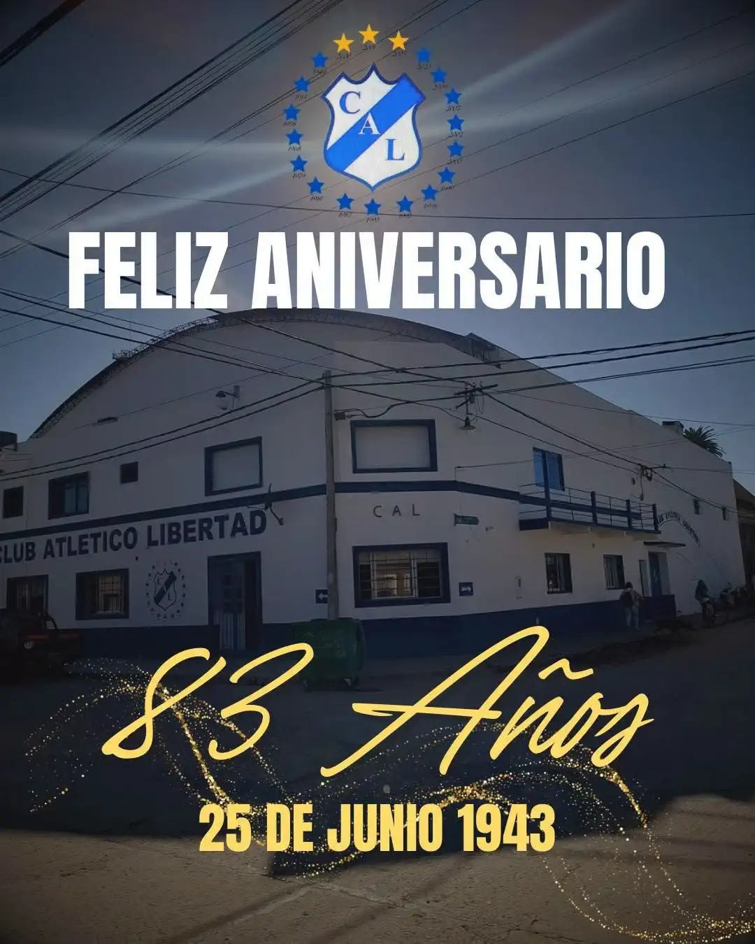 Club Atlético Libertad celebra hoy sus 83 años de vida institucional y deportiva