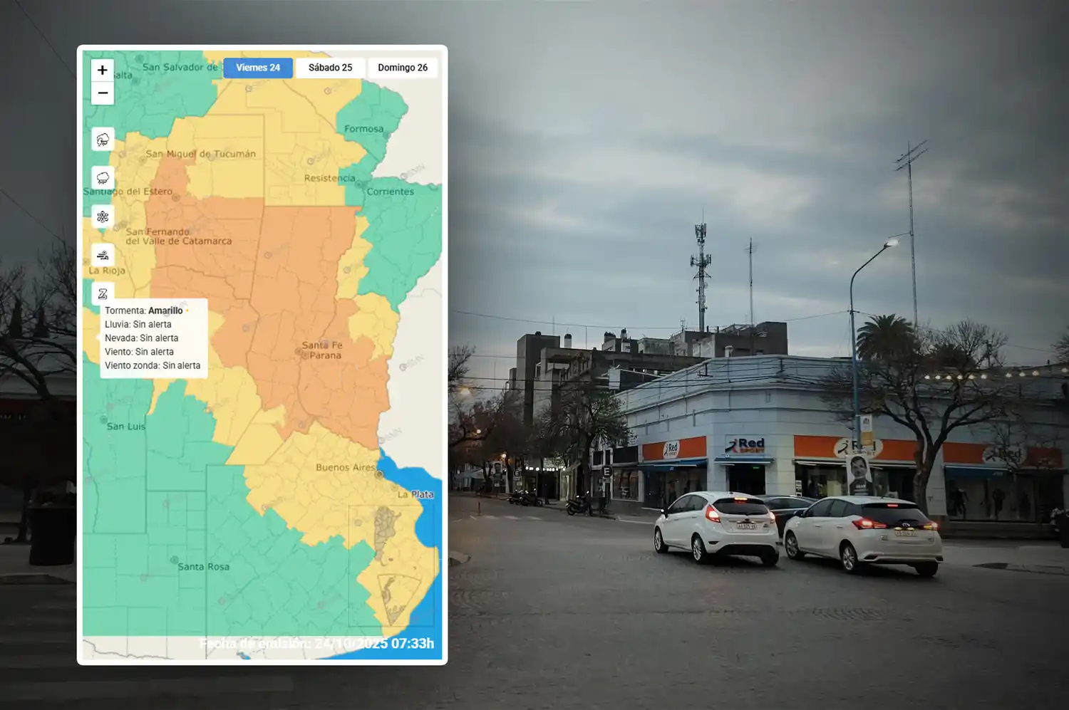 Alerta naranja por tormentas fuertes en Rafaela: se esperan lluvias intensas y ráfagas fuertes