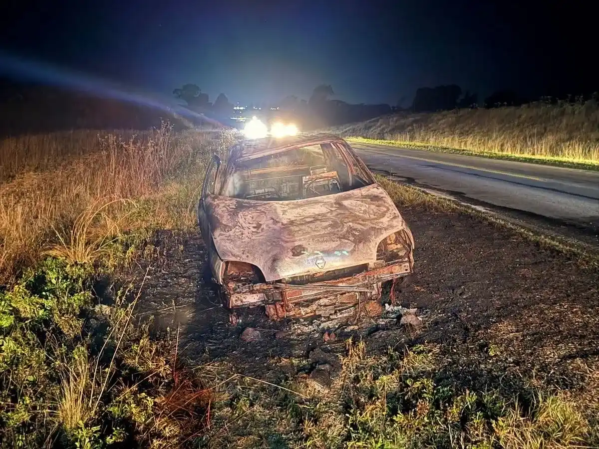 Dorrego: Se incendió un auto en la Ruta 3 a raíz de un desperfecto eléctrico