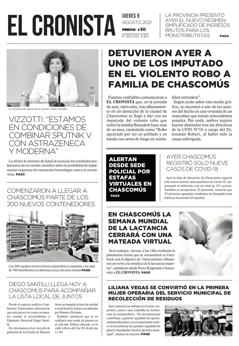 Tapa 5 de agosto 2021