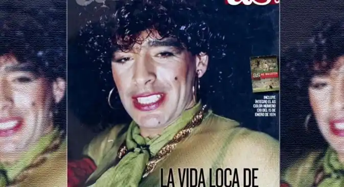 En España publican fotos de Maradona vestido de mujer