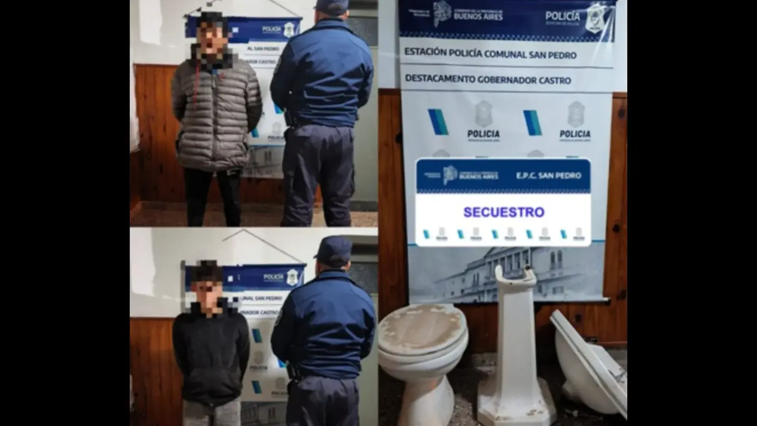 En el operativo secuestraron un inodoro y un lavatorio de dudosa procedencia.