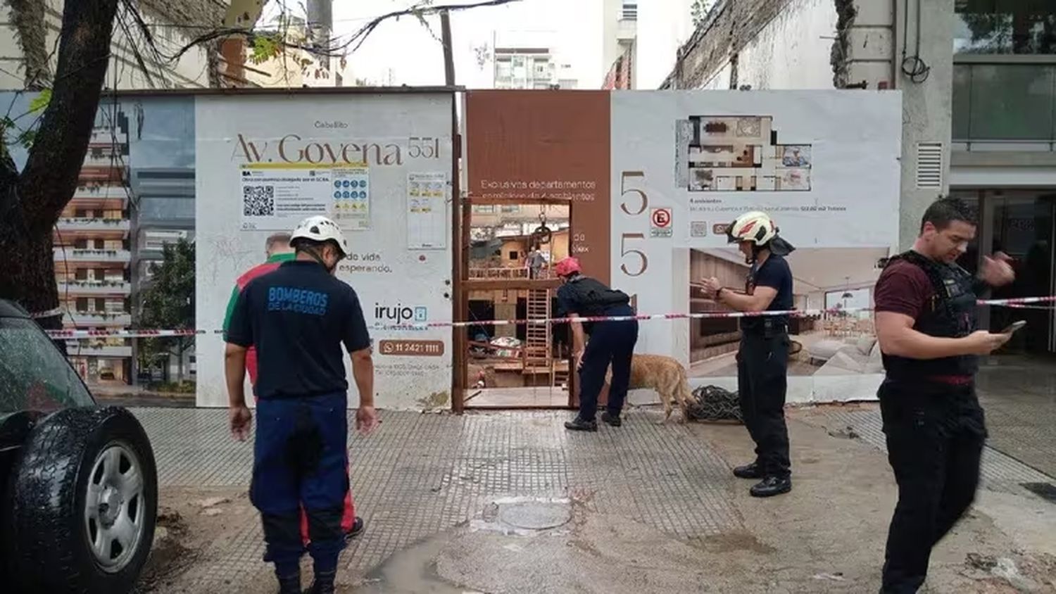 Derrumbe en una obra de Caballito en medio del temporal: al menos un fallecido