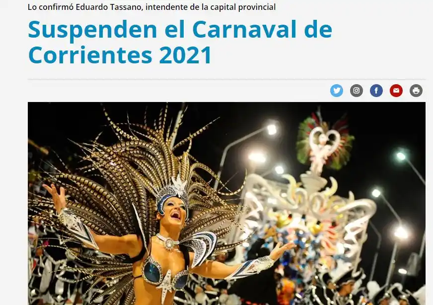 Un medio nacional confunde el Carnaval de Corrientes con el de Gualeguaychú