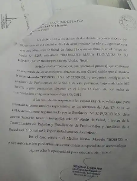 Director de hospital complicado: denunciado por mala praxis y sin apoyo del ministerio