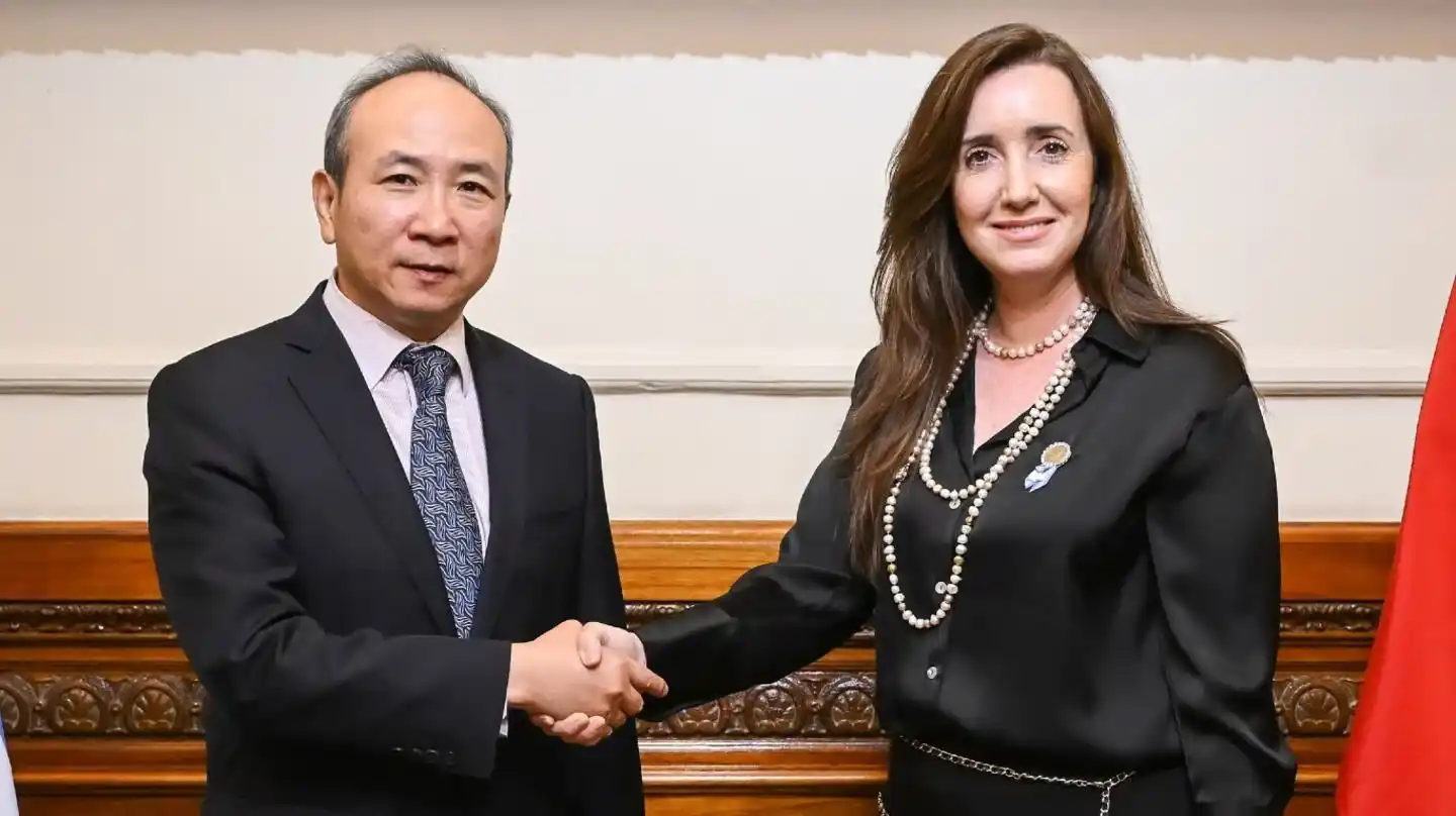 Villarruel recibió en el Congreso al embajador de la República Popular China, Wang Wei.