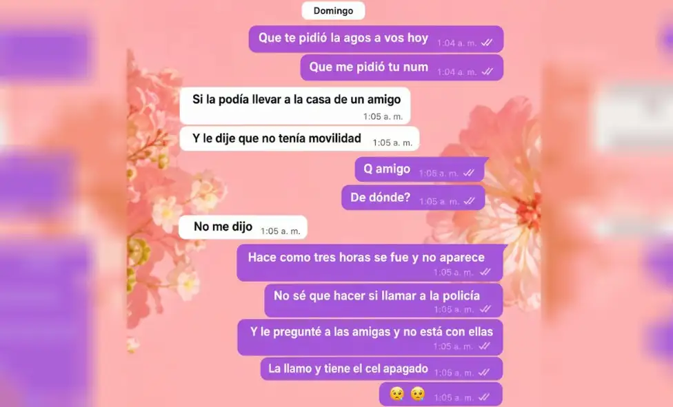 Conversación entre la mamá de la víctima y Barrelier. Creen que ya había sido asesinada.