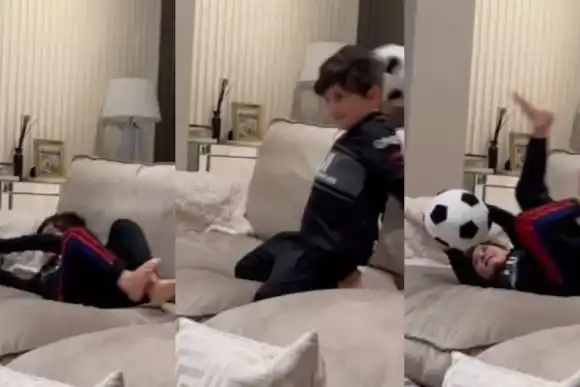 El tierno video de Ciro Messi atajando como Dibu Martínez que compartió su padre