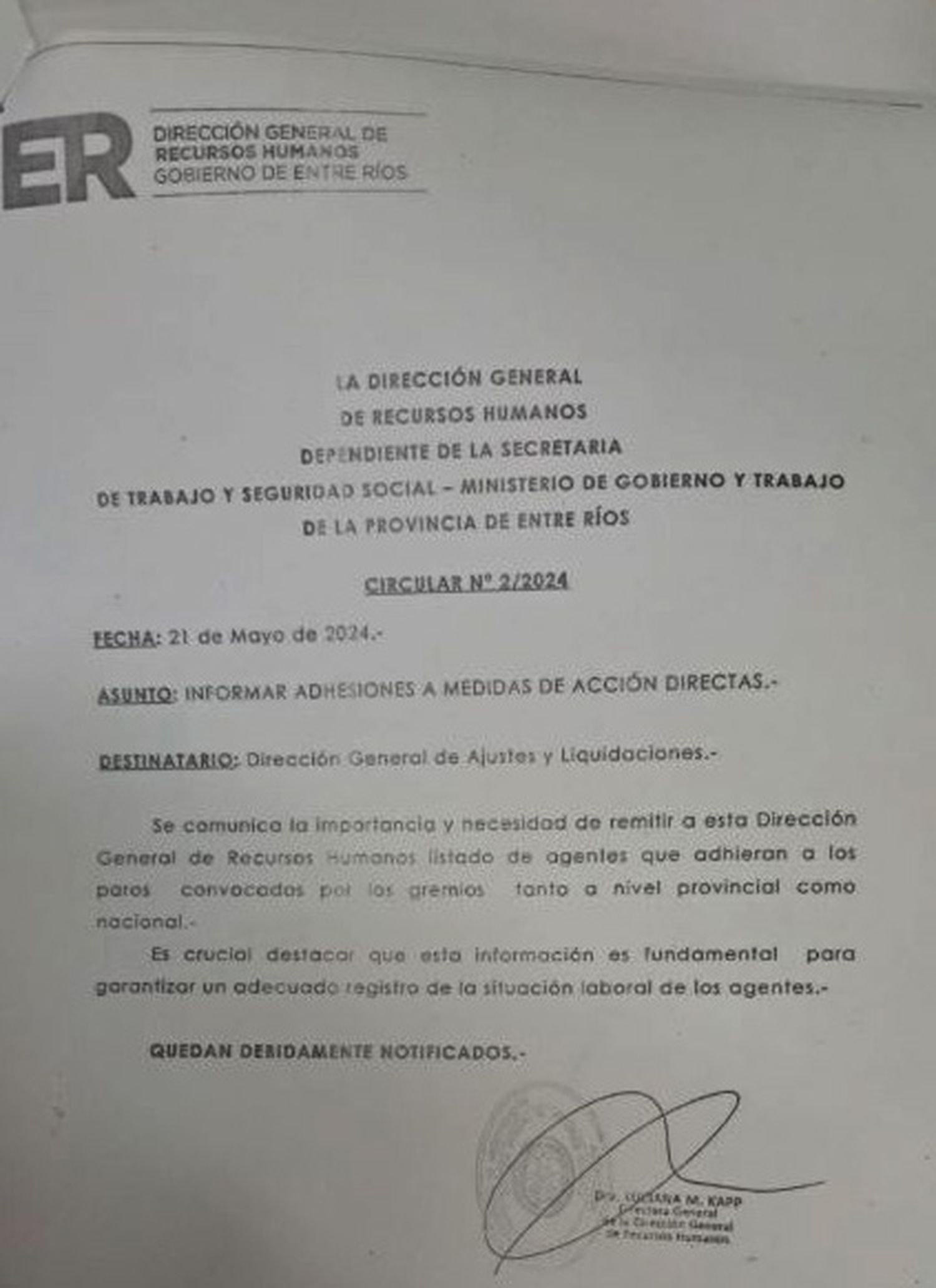 El gobierno solicitó un listado de empleados que adhieran al paro nacional