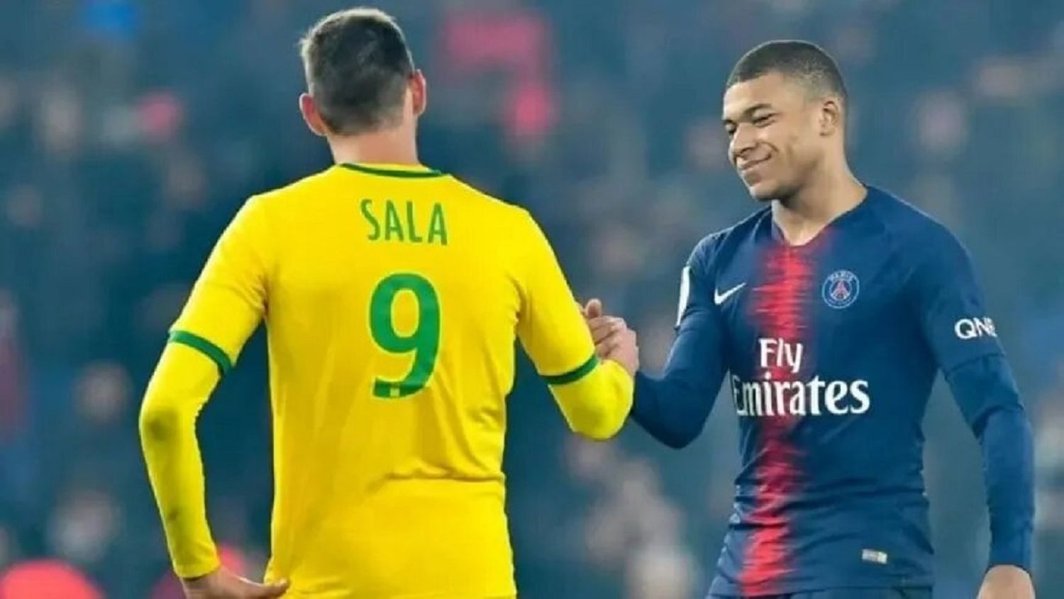 El saludo entre Mbappé y Emiliano Sala