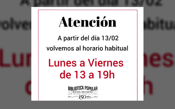 La biblio retoma su horario habitual