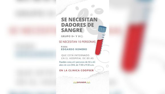 Edgardo necesita dadores de sangre