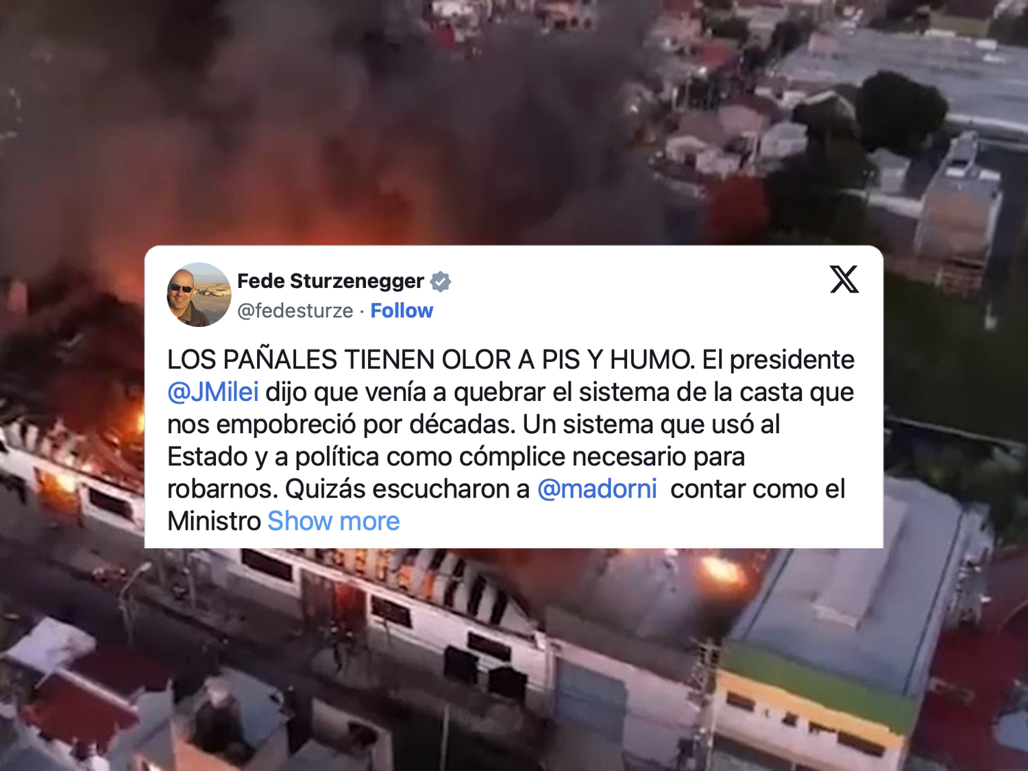El gobierno acusó un sabotaje en el incendio en la pañalera de Lomas del Mirador.