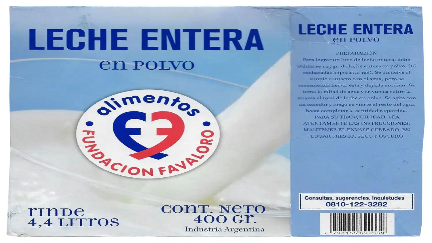 La Assal prohibió la “Leche Entera en Polvo, marca Alimentos Fundación Favaloro”