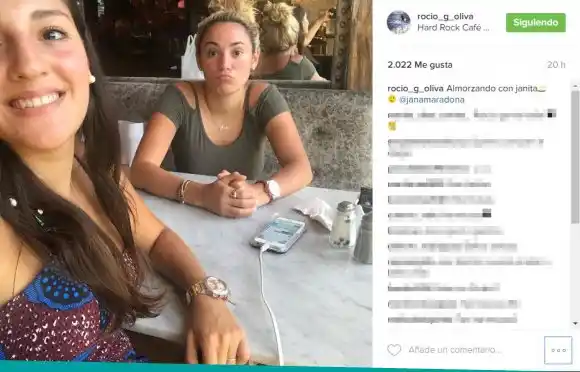 Rocío Oliva con Jana  Maradona, cómplices 