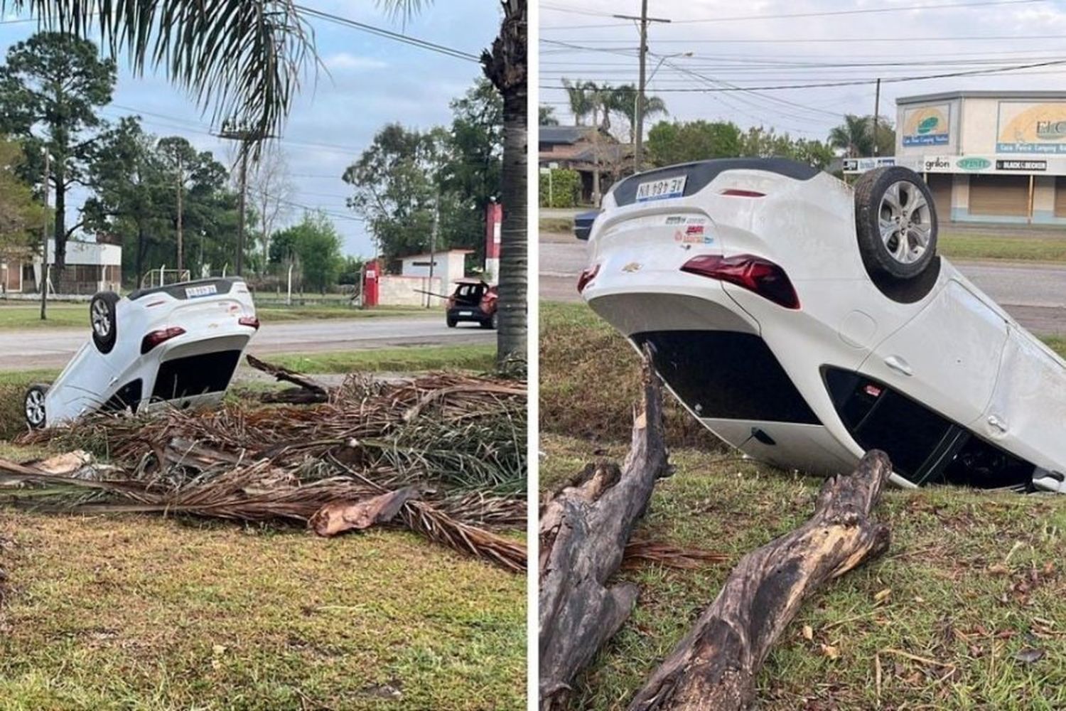 Un Chevrolet Onix terminó con las ruedas al aire tras un vuelco en ruta provincial 2