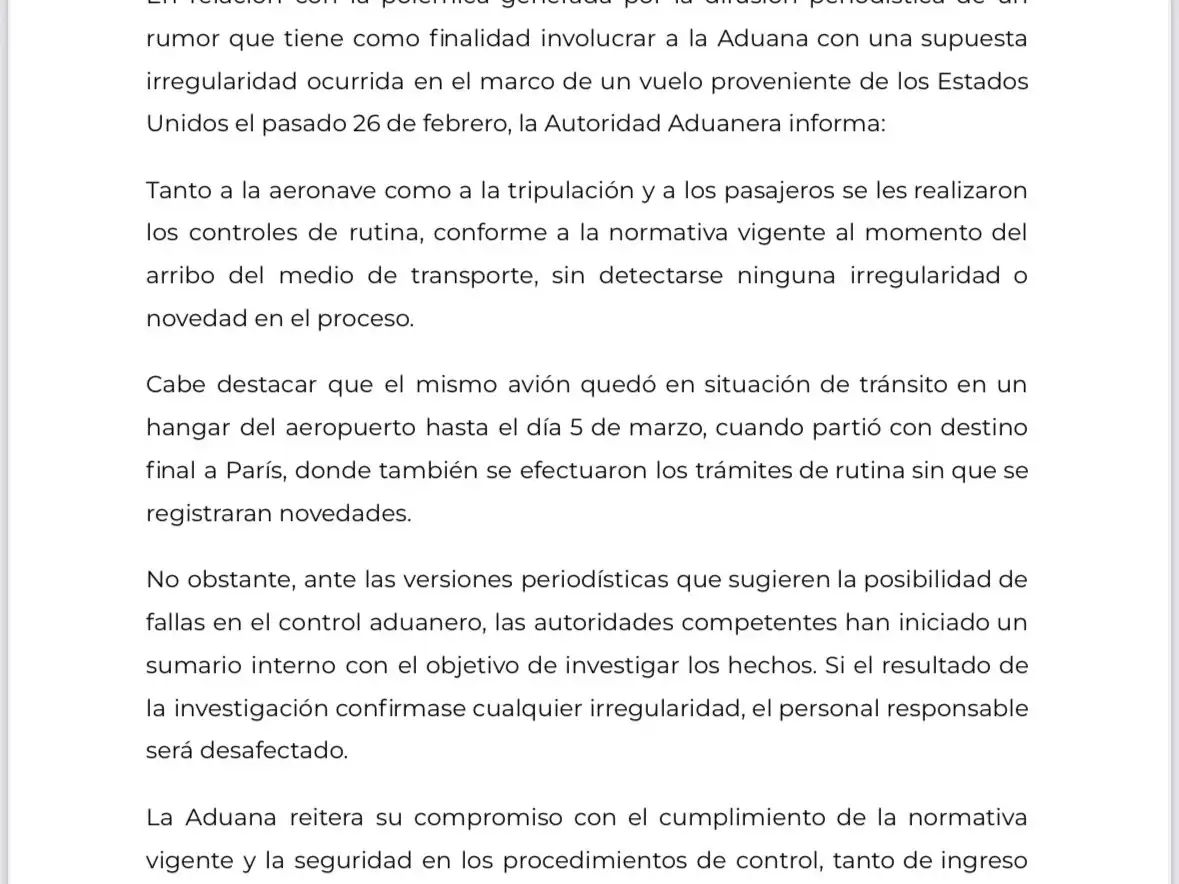 Comunicado ADUANA