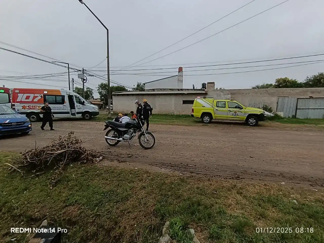 Una motociclista herida tras una caída.