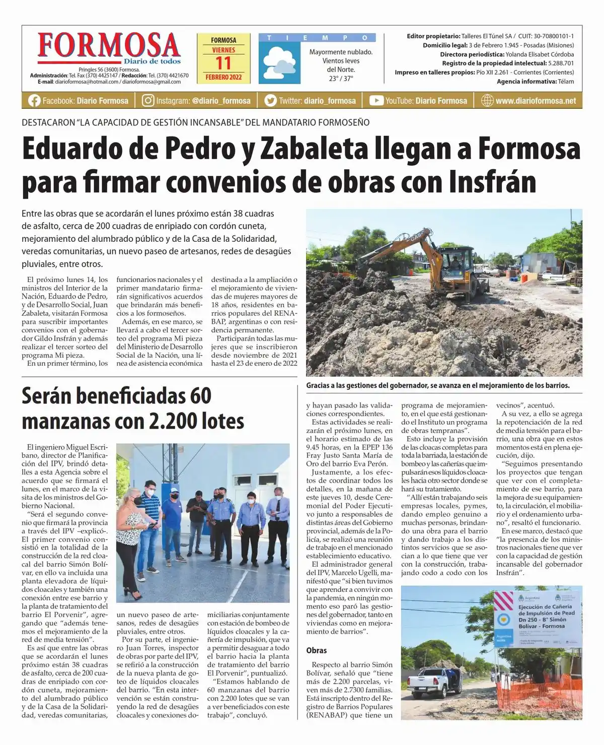 Tapa y Contratapa 11 de febrero de 2022