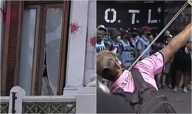 Sesión caliente en Diputados: Manifestación, piedrazos contra el Congreso y balazos de goma