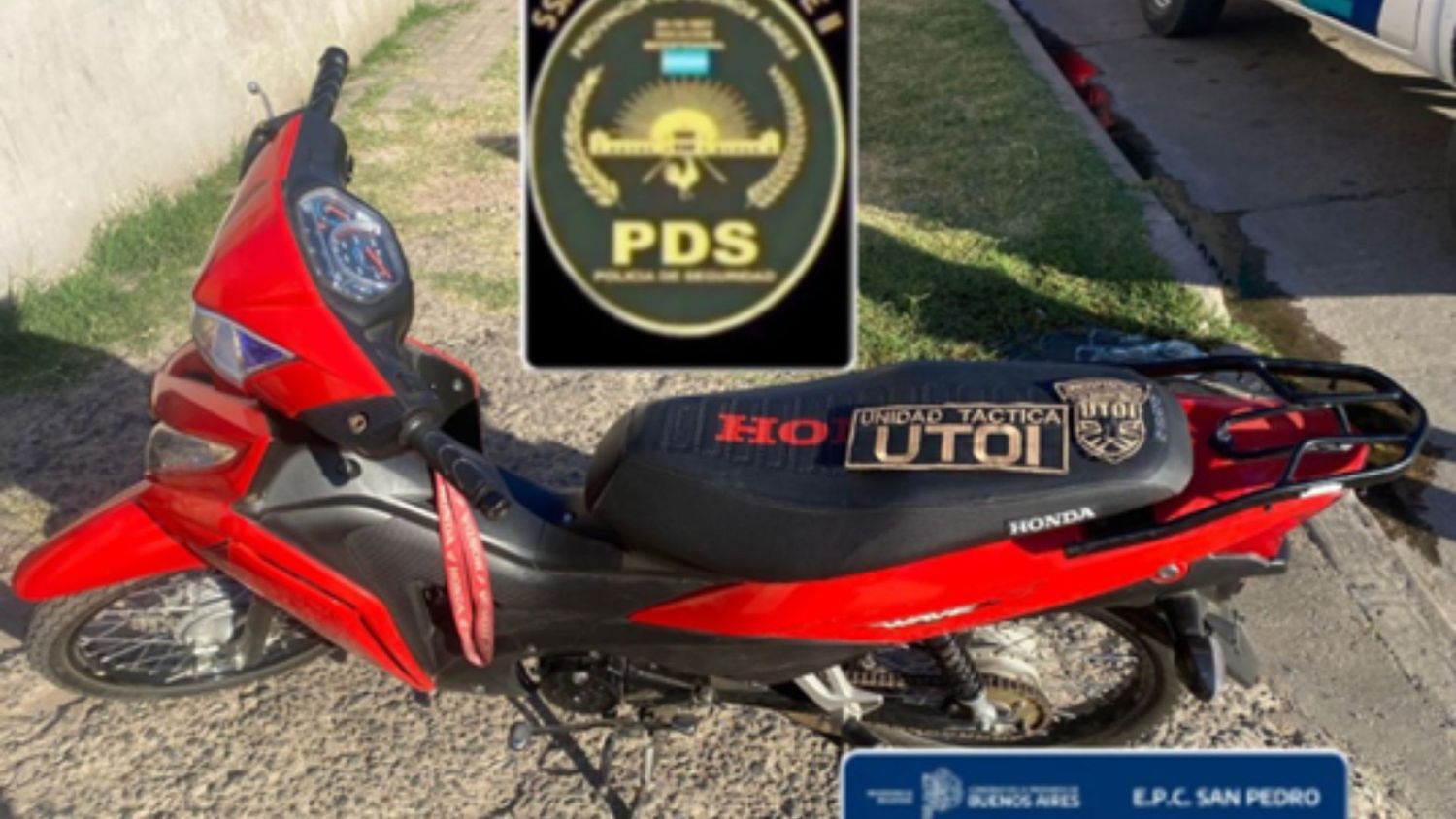 La moto tenía pedido de secuestro de la Fiscalía Nº 5 por "Robo Agravado". Foto: Policía San Pedro.
