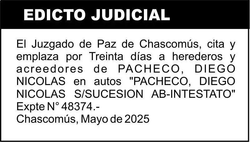 PACHECO, DIEGO NICOLAS S/SUCESION AB-INTESTATO
