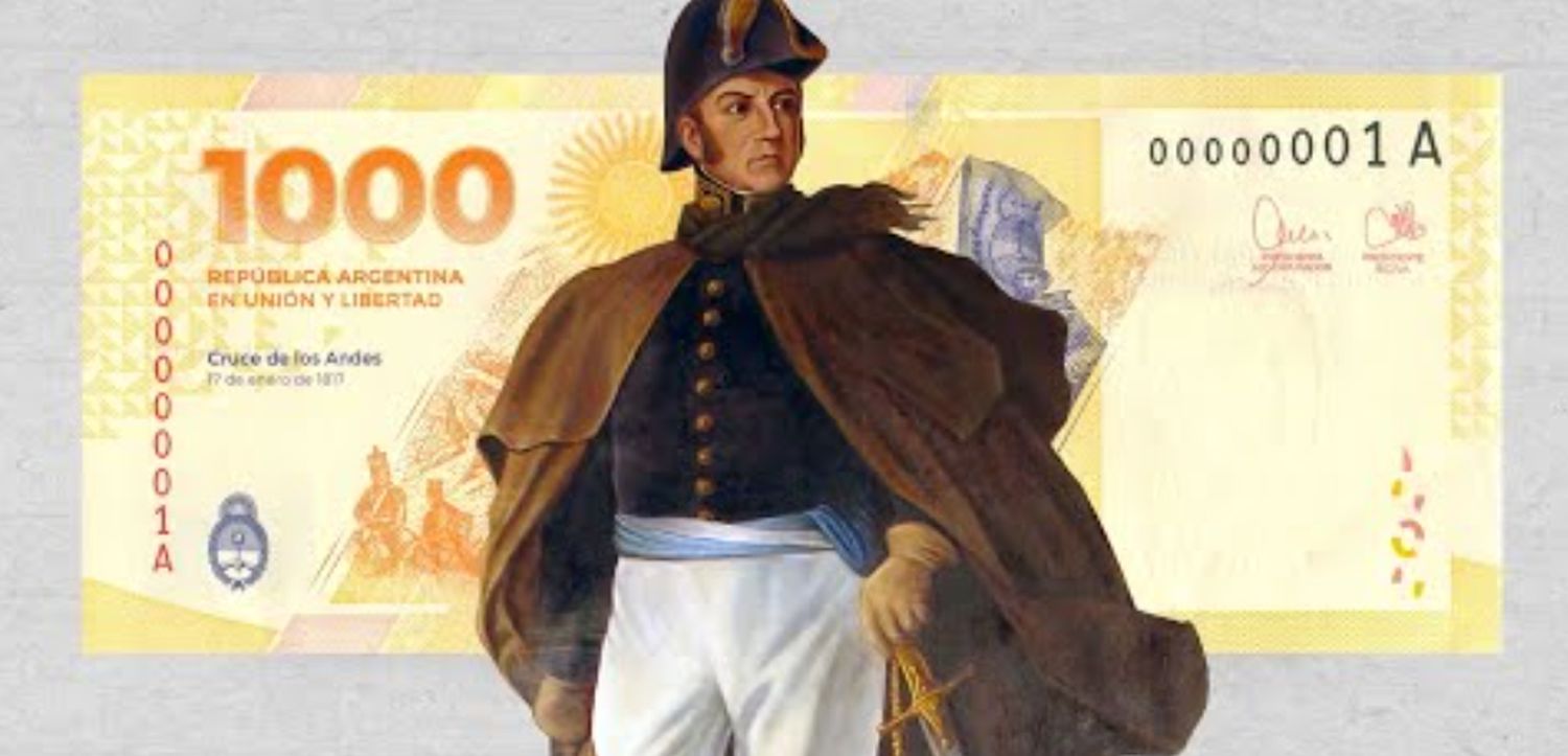 El nuevo billete de $ 1.000 con la imagen de San Martín ya está en circulación