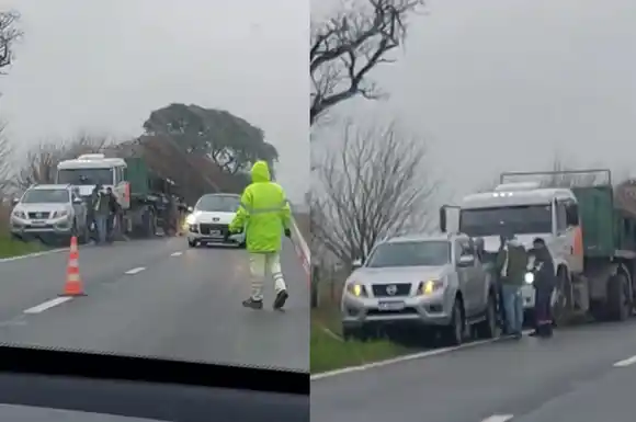 Tránsito parcialmente cortado en Ruta 70 por un choque entre un camión y un auto