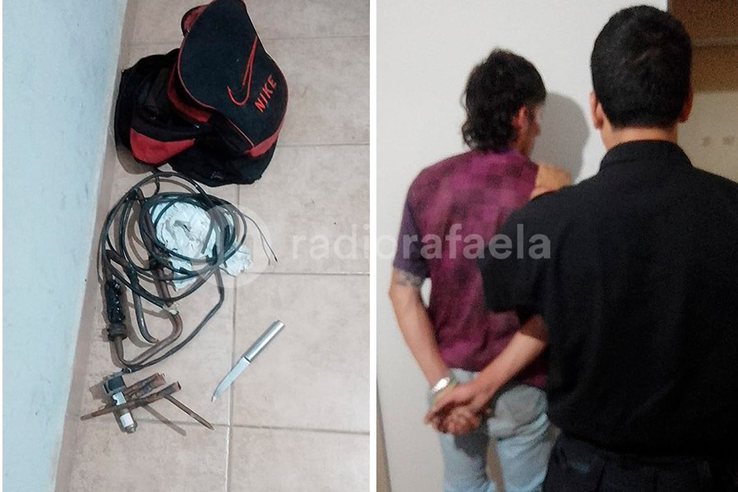 Con cuchillo en mano intentó robar caños de cobre y cables de un acondicionador de aire