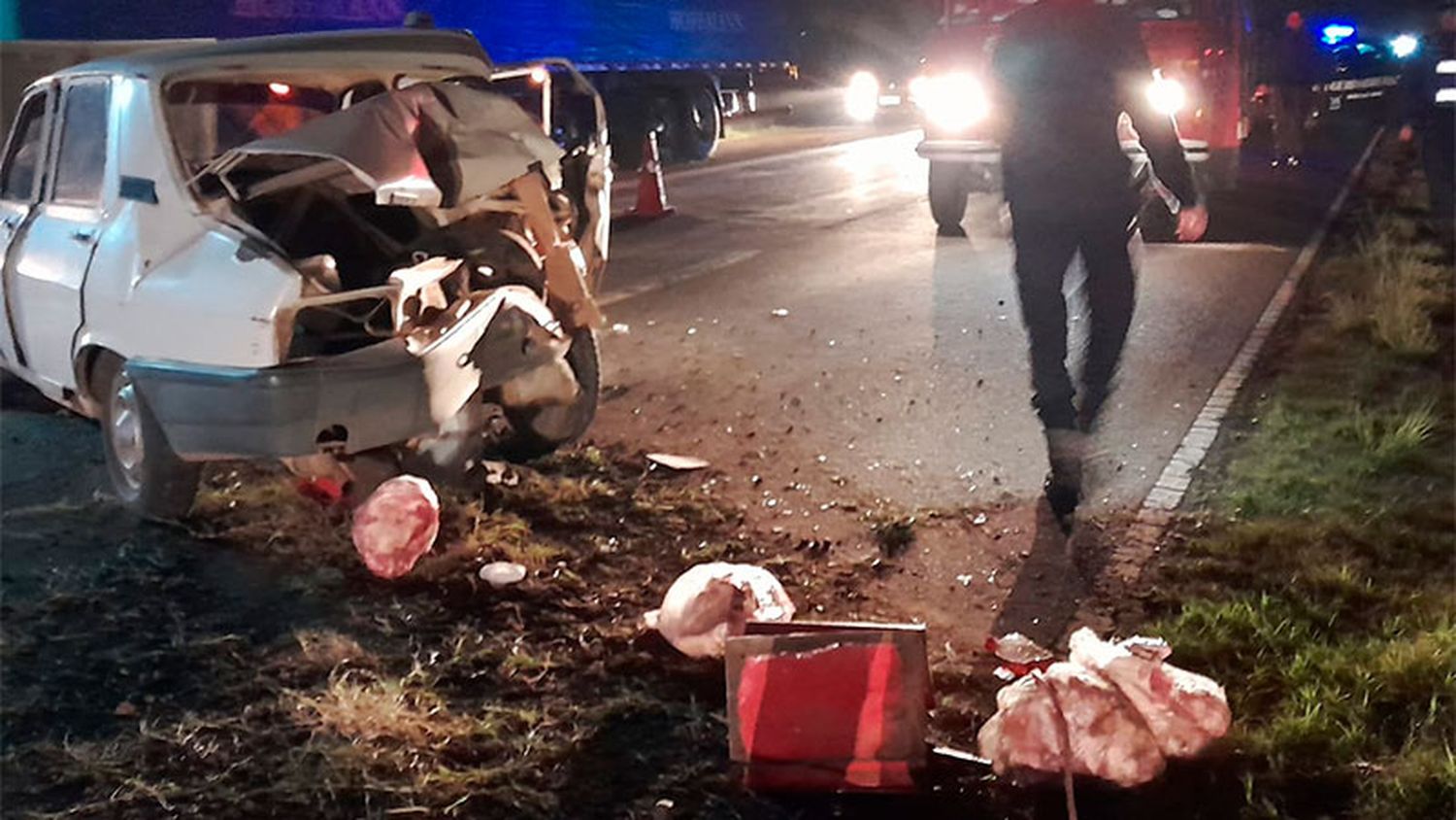 Ruta 12: un auto fue chocado de atrás y terminó sobre el carril contrario