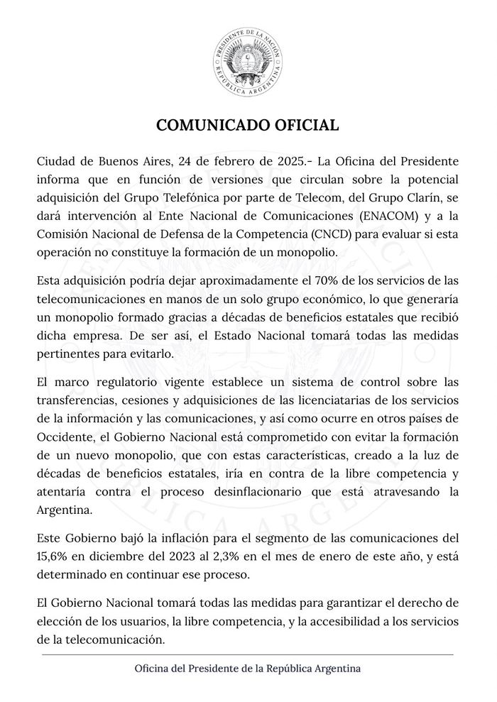 comunicado gobierno