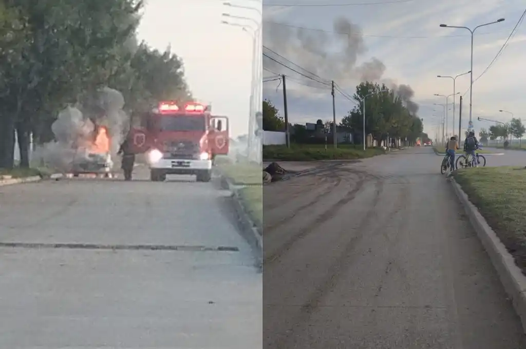 Un auto en llamas en Av. Italia generó alarma entre los vecinos del sector