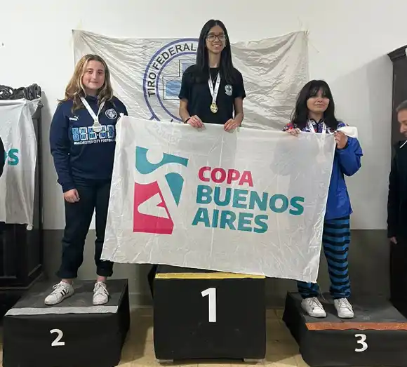 Representantes de la escuelita del Tiro Federal Argentino Chascomús en los Juegos Evita