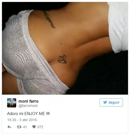 Mónica Farro enseñó su nuevo tatuaje en la cola: "Enjoy me"