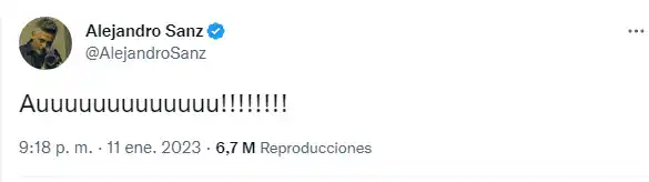 Alejandro Sanz fue de los primeros en reaccionar al nuevo tema de Shakira. Foto Twitter