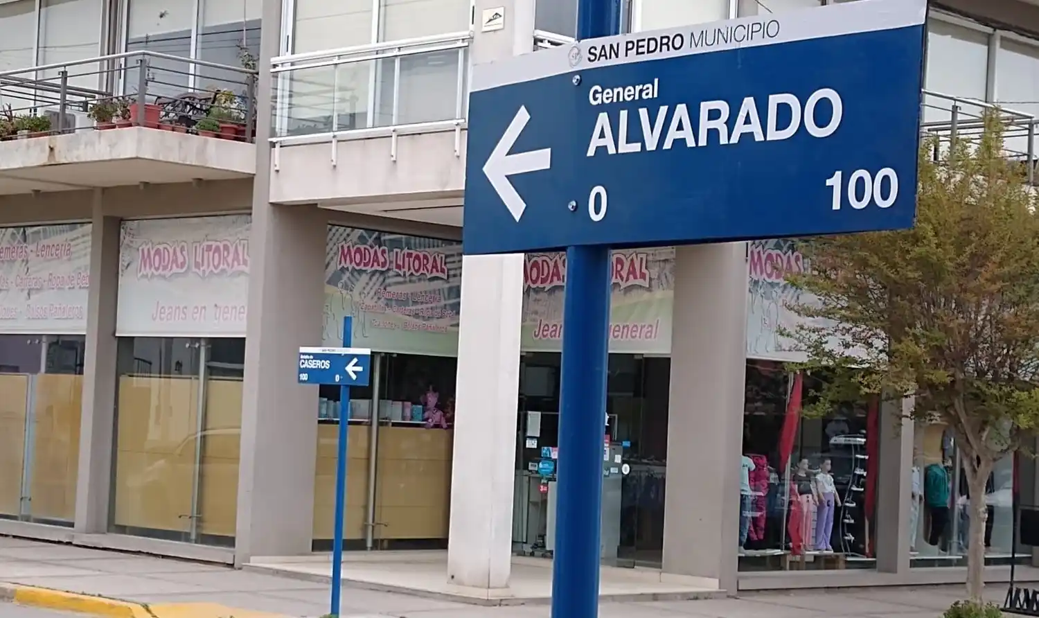 La cartelería sobre calle Mitre podría tener solamente un poste por cada esquina. La Ley Nacional no obliga a que haya dos.