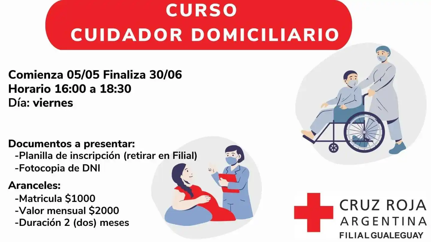 Inscripción abierta para el curso de cuidador domiciliario