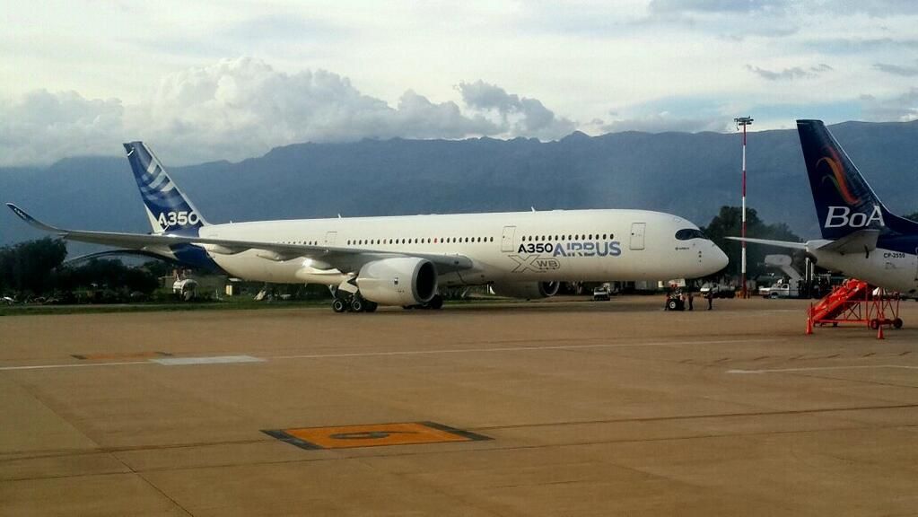 El Airbus A350 llegó a Sudamérica por primera vez
