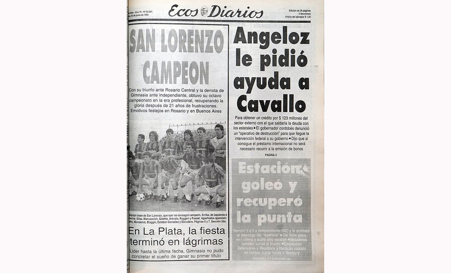 Lunes 26 de junio de 1995