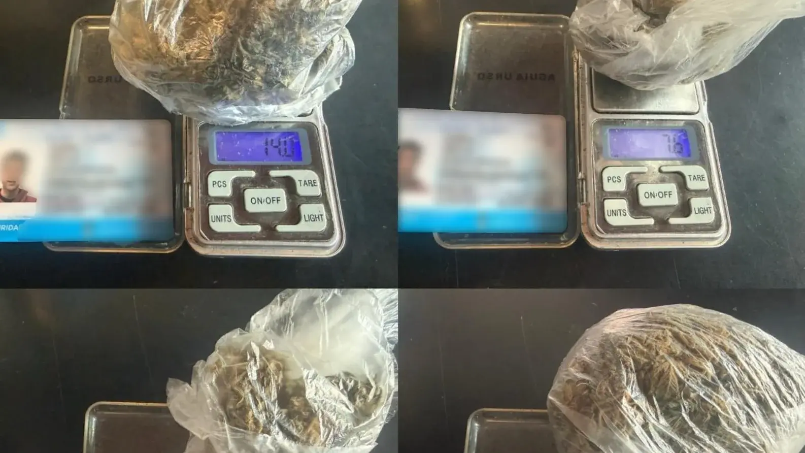 Las sustancias ilícitas encontradas: uno de los sujetos llevaba consigo 61,5 gramos de marihuana