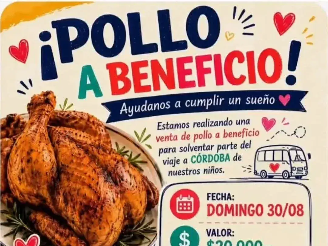 Pollada para recaudar fondos para un viaje de egresados en Huincaló