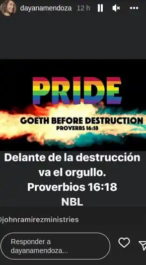 Una de las historias de Dayana Mendoza que causó polémica. Foto Instagram