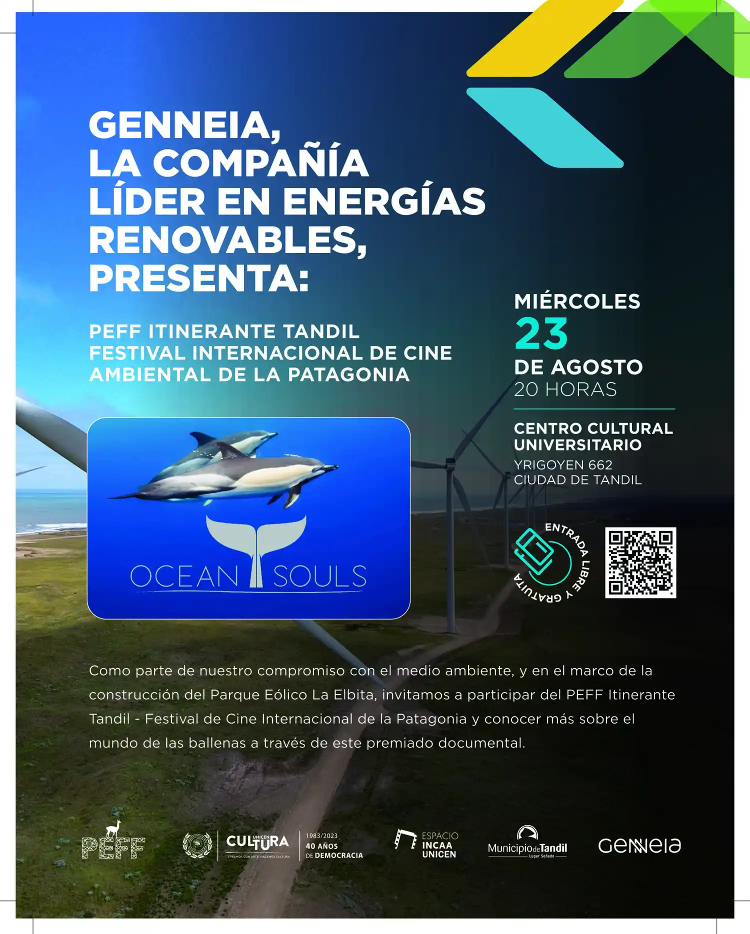 Genneia invitó a la comunidad a ser parte del Festival Internacional de Cine Ambiental de la Patagonia