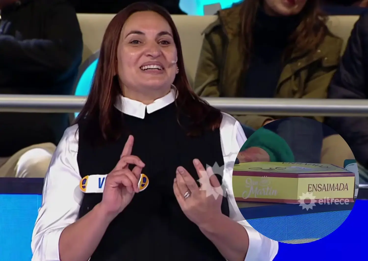 Victoria participó en el programa y llevó una ensaimada de regalo para Barassi y la producción.