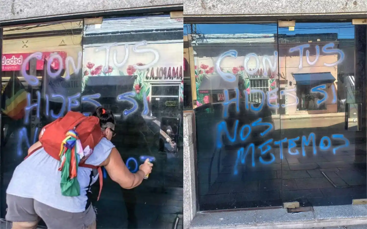 En Luján vandalizaron una iglesia durante la marcha de mujeres del #8M: "Causa impotencia tanta violencia"
